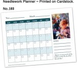 (image for) Planner Needlework Sheet No.103 Lady Stitching Perpetual Monthly Calendar Printed on Cardstock